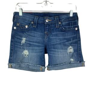 True Religion Distressed Blue Jean Shorts